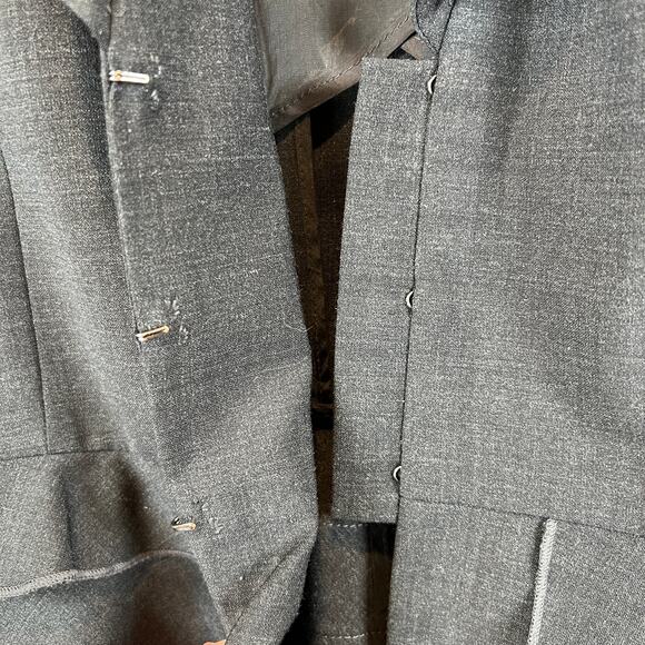 Rebecca Taylor Tiered Ruffle Peplum Blazer Wool Blend Charcoal Jacket Womens 4 - Picture 7 of 16